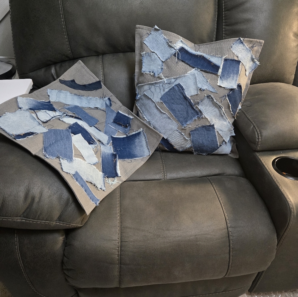 Patchwork Denim Throw Pillows